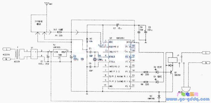 89C2051ƬңصWireless remote control bell